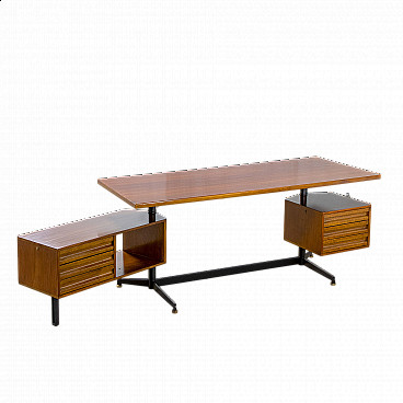 Wood and metal T96 desk by Osvaldo Borsani for Tecno, 1950s