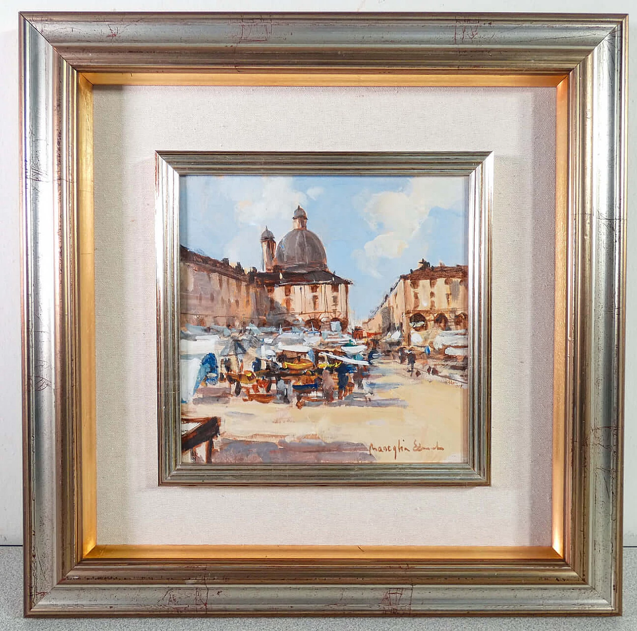 Edmondo Maneglia, P.zza della Repubblica, olio su tela, anni '80 1