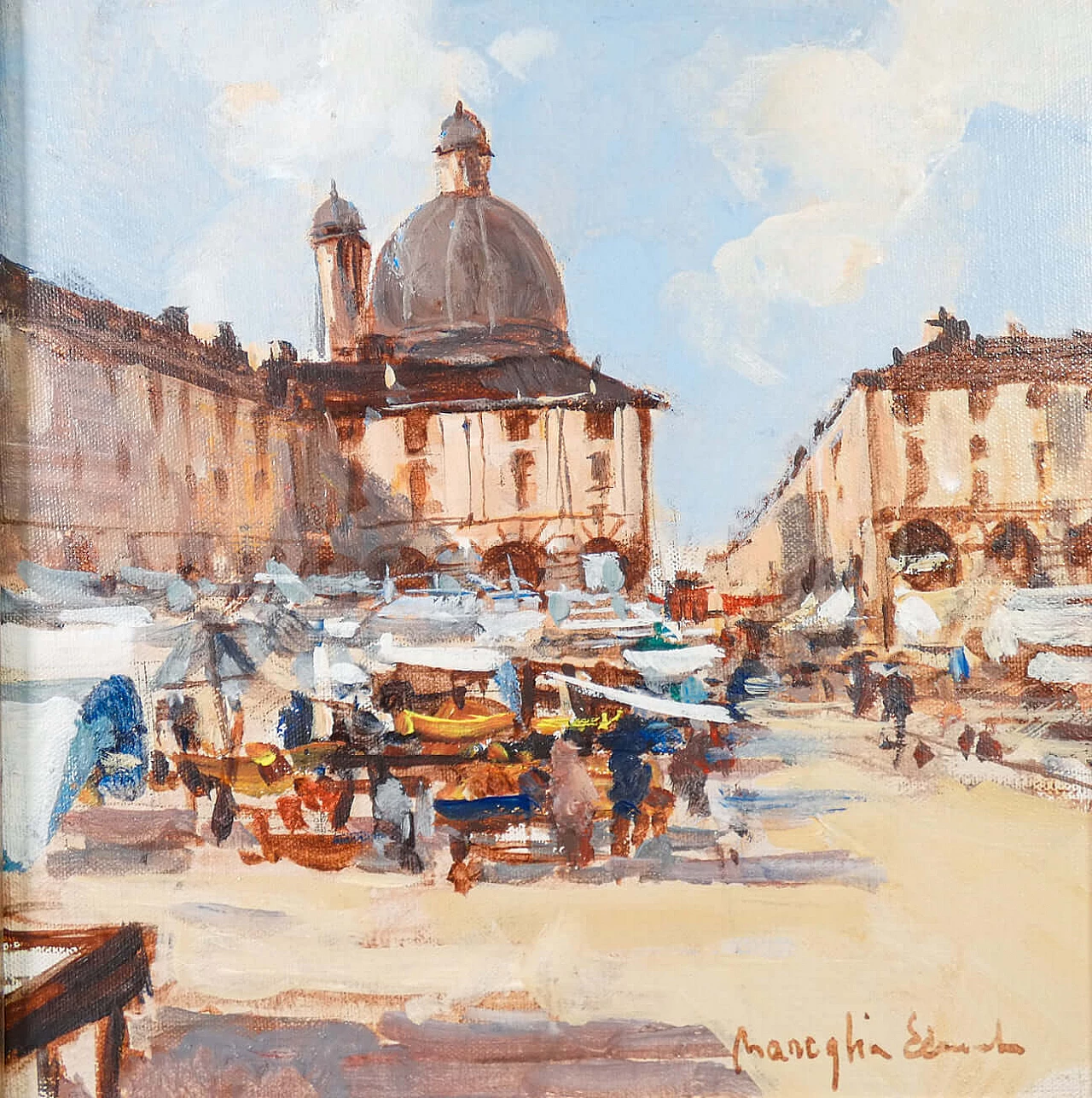 Edmondo Maneglia, P.zza della Repubblica, olio su tela, anni '80 2