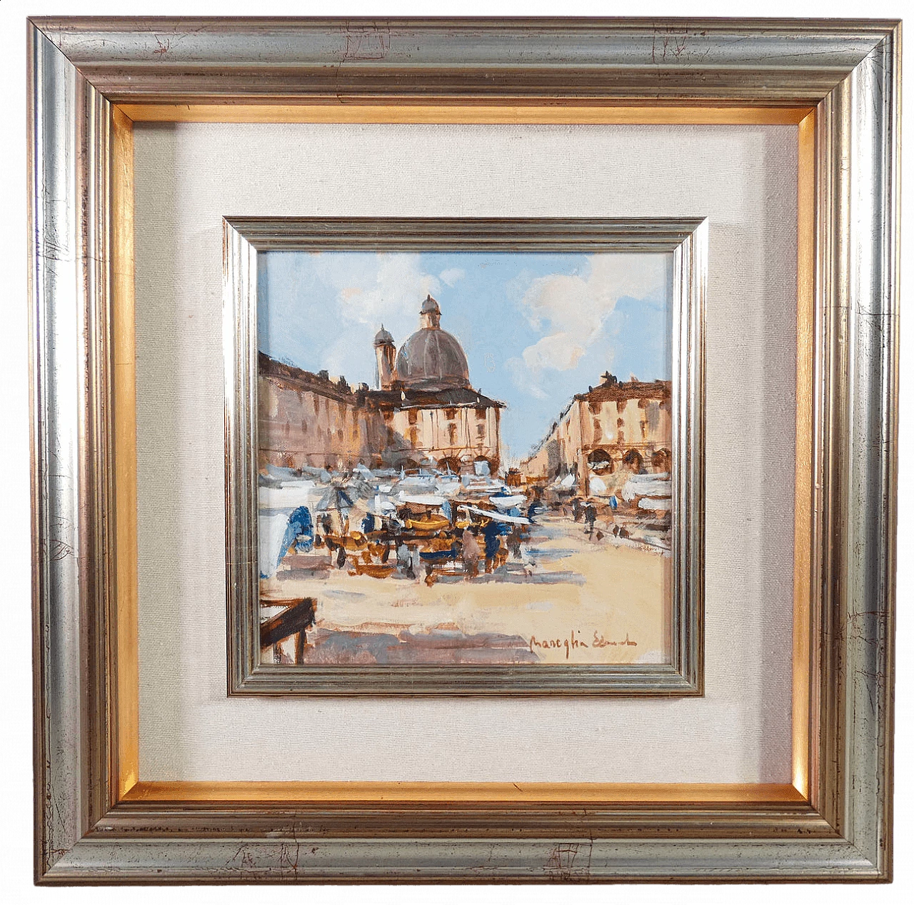 Edmondo Maneglia, P.zza della Repubblica, olio su tela, anni '80 8