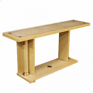 Consolle in legno esotico con dettagli in ottone e finta tartaruga