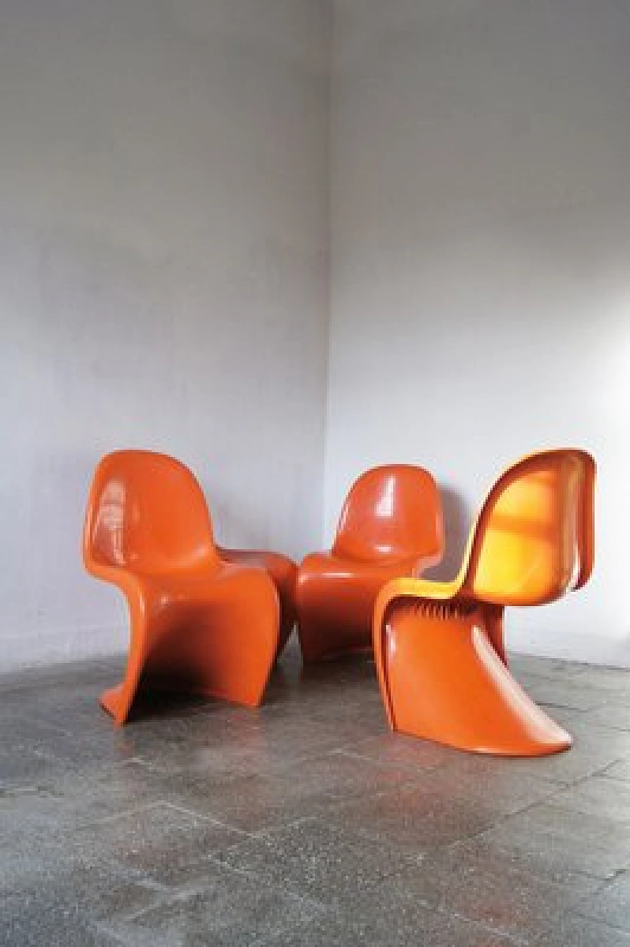 4 Sedie Panton arancioni di Verner Panton per Herman Miller, anni '70 2