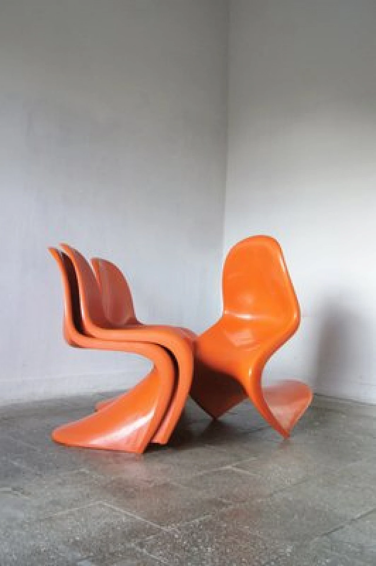 4 Orange Panton chairs by Verner Panton for Herman Miller, 1970s 4