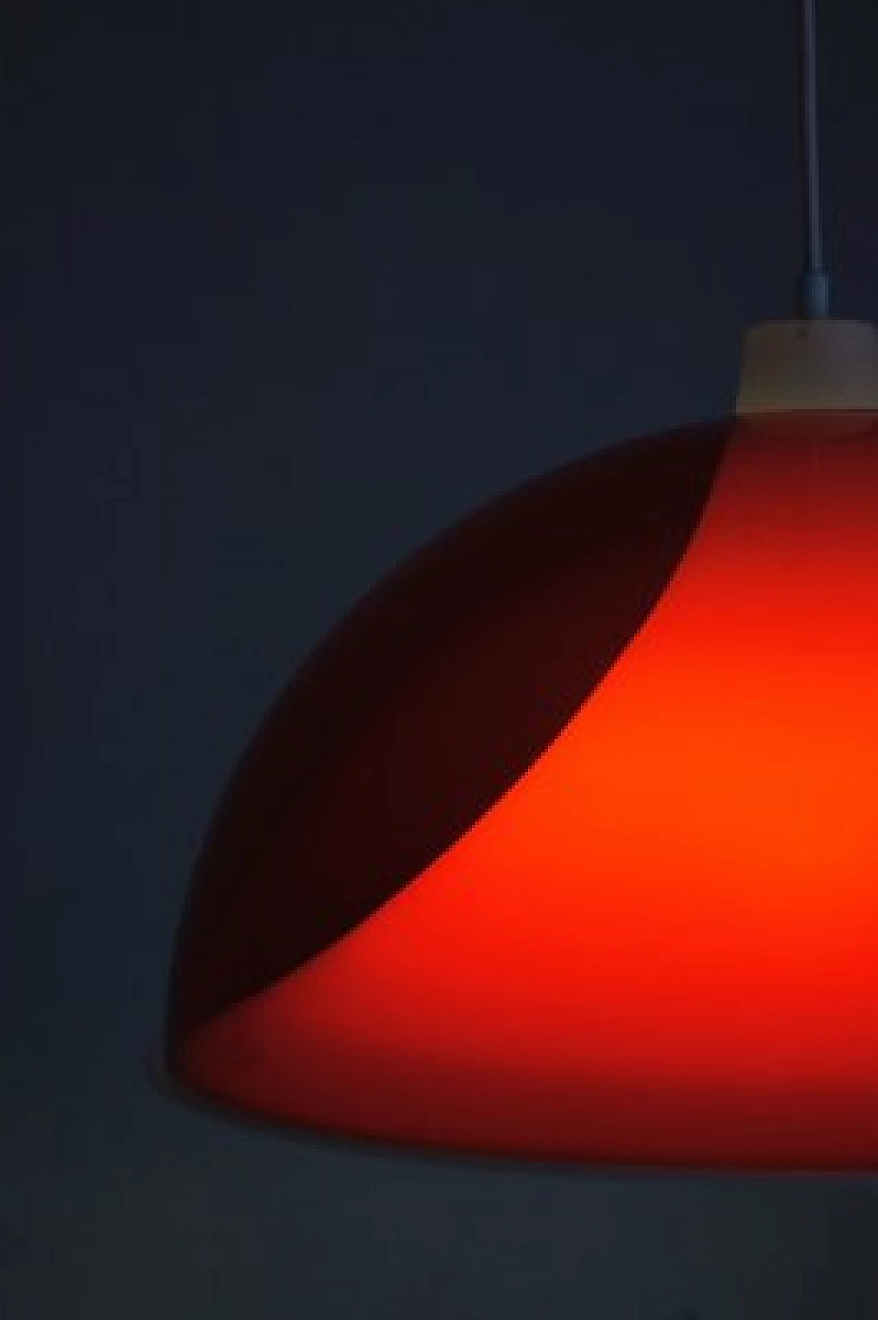 Suspension lamp with red acrylic shade and white diffuser, 1950s 7