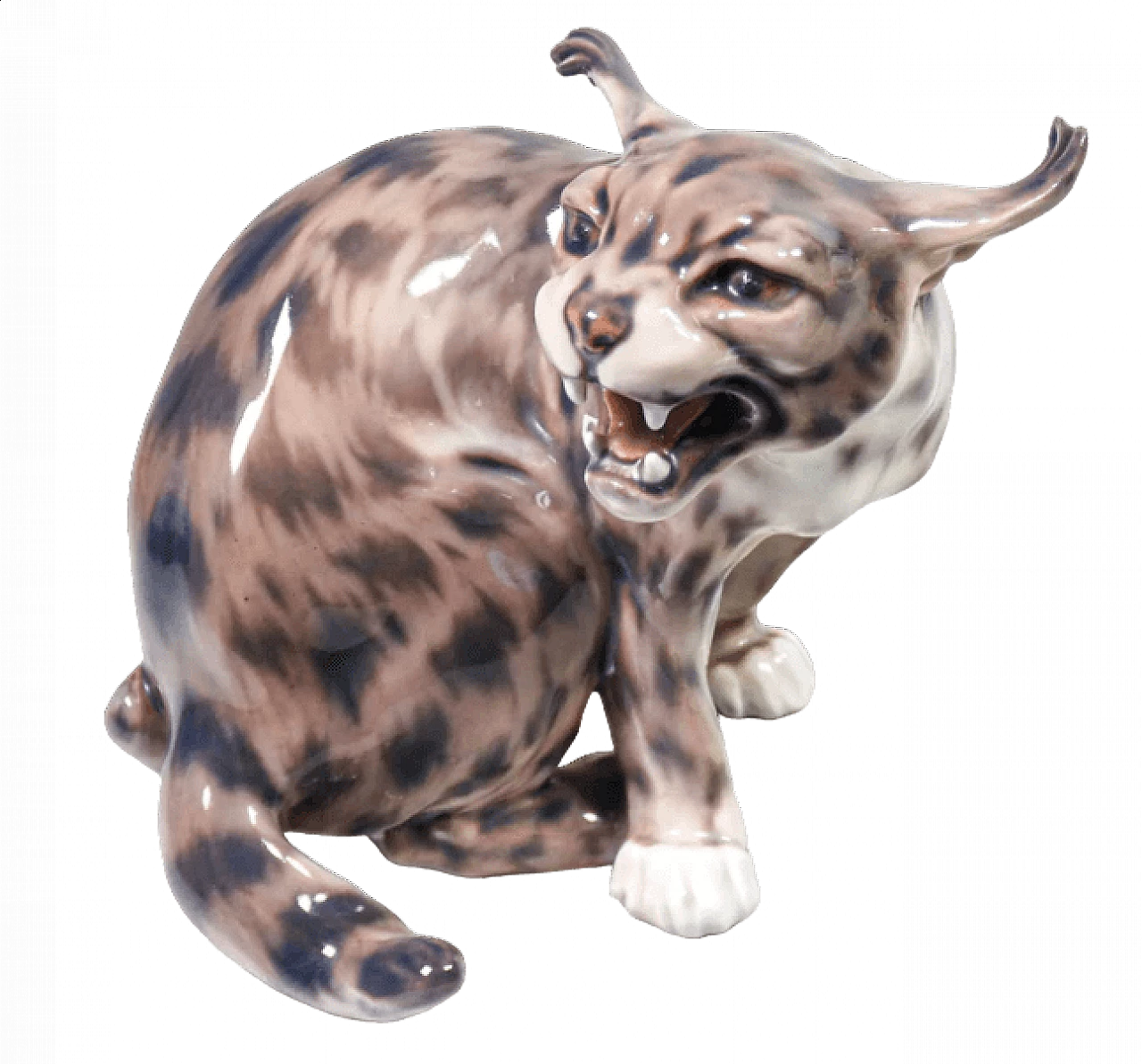 Jens Peter Dahl-Jensen, roaring lynx, porcelain sculpture 13
