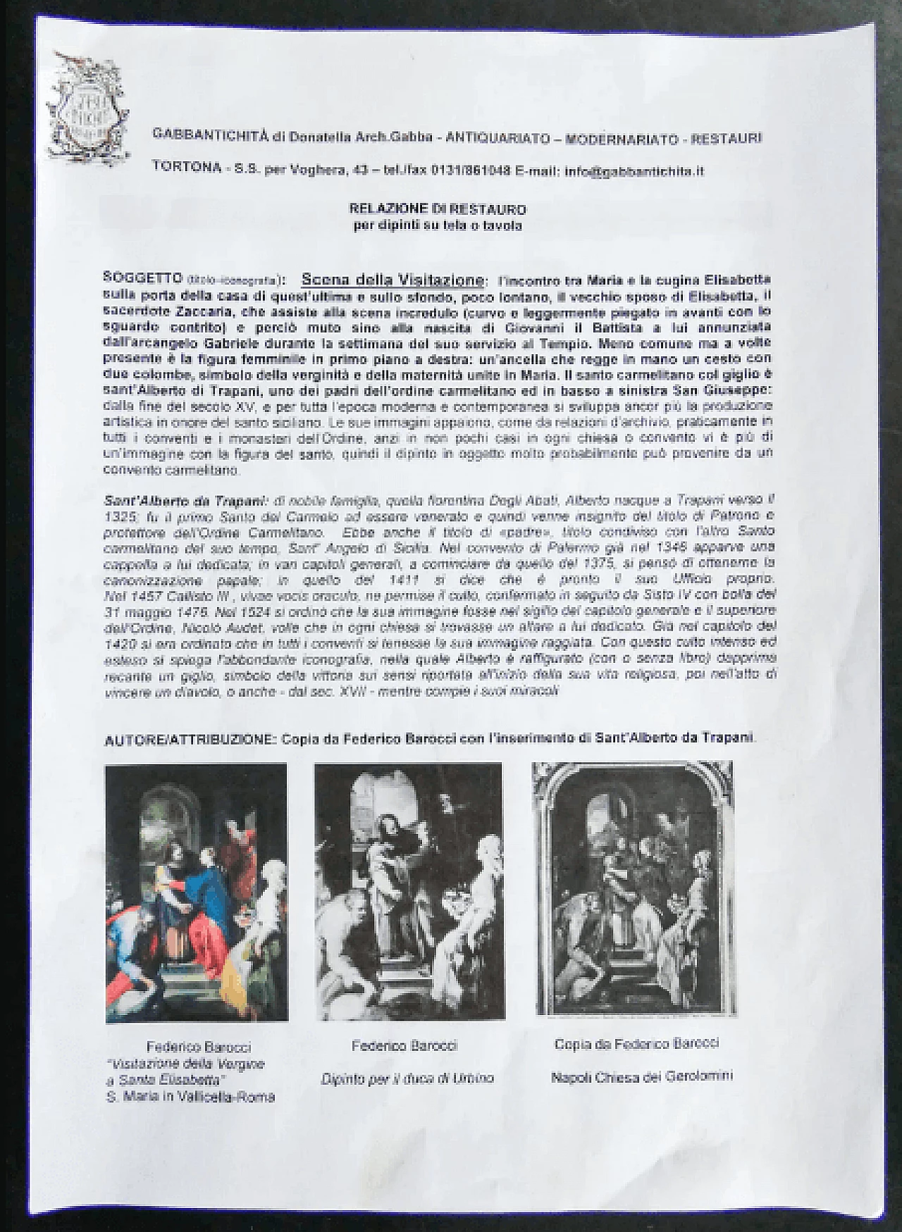 Visitazione di Maria, da Federico Barocci, dipinto a olio su tela, seconda metà del '500 13