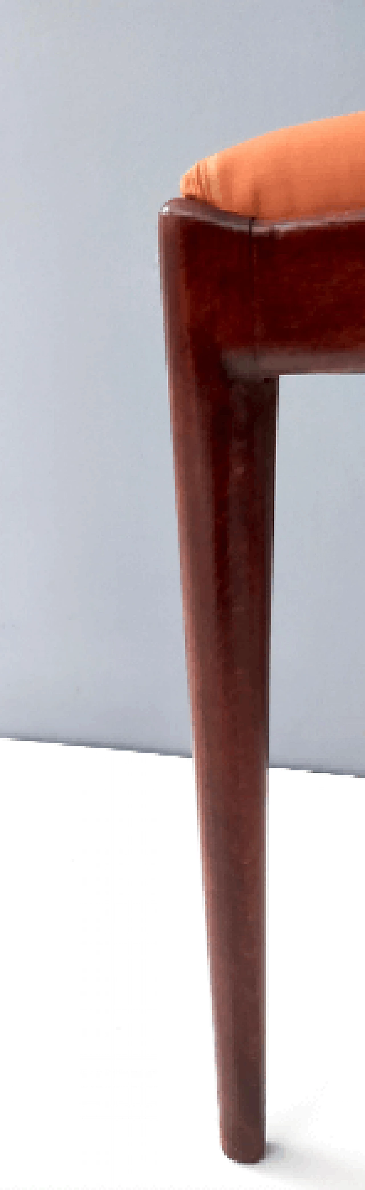 6 Chairs in walnut and orange satin in the style of Ico Parisi, 1950s 11