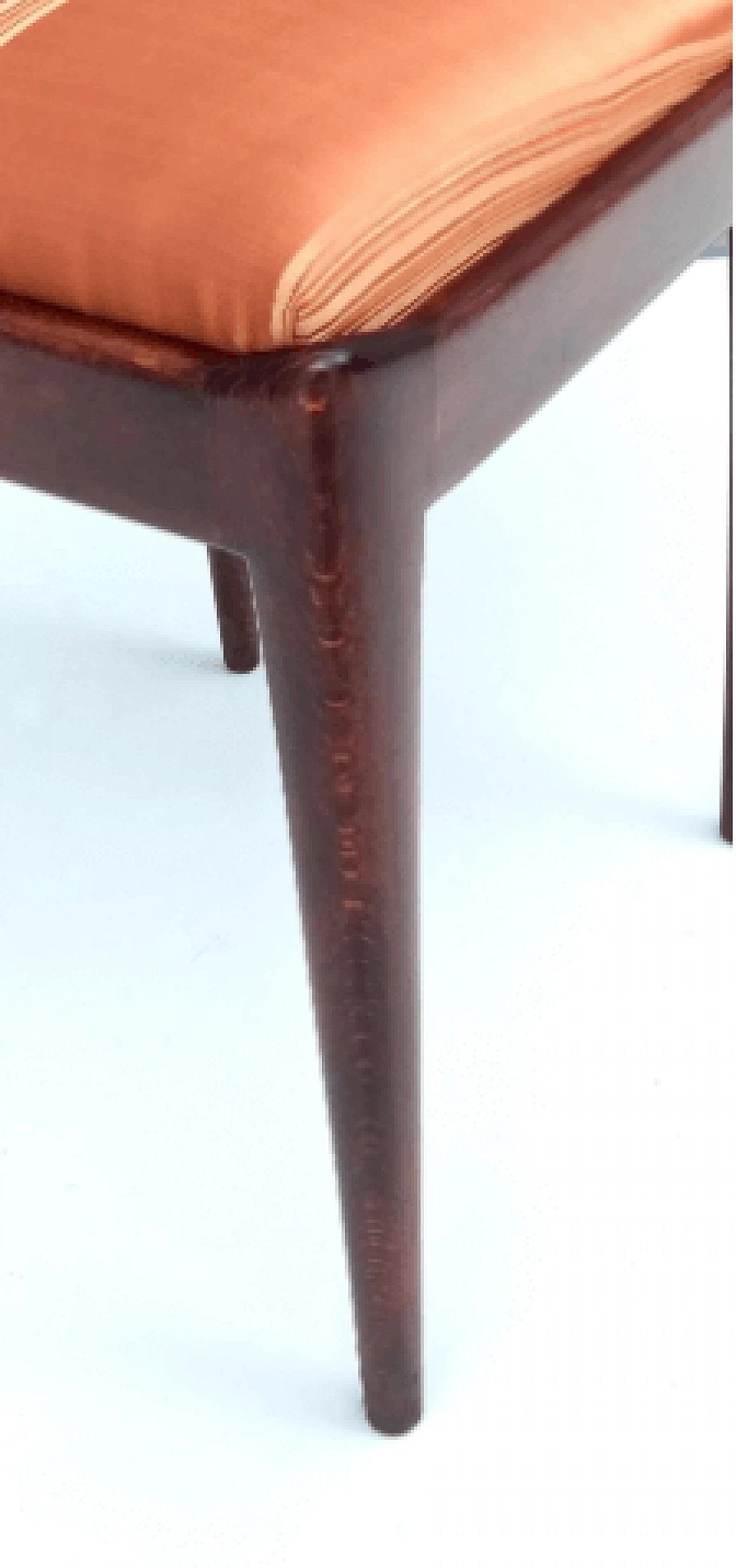 6 Chairs in walnut and orange satin in the style of Ico Parisi, 1950s 12