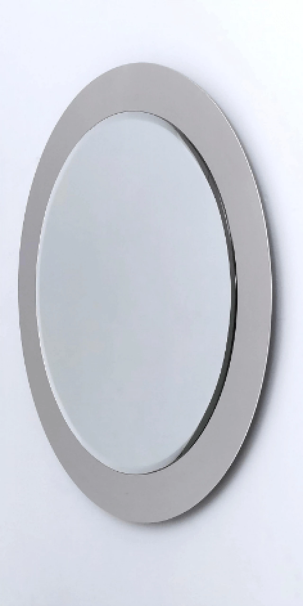 Round mirror with mirror polished steel frame, 1970s 8