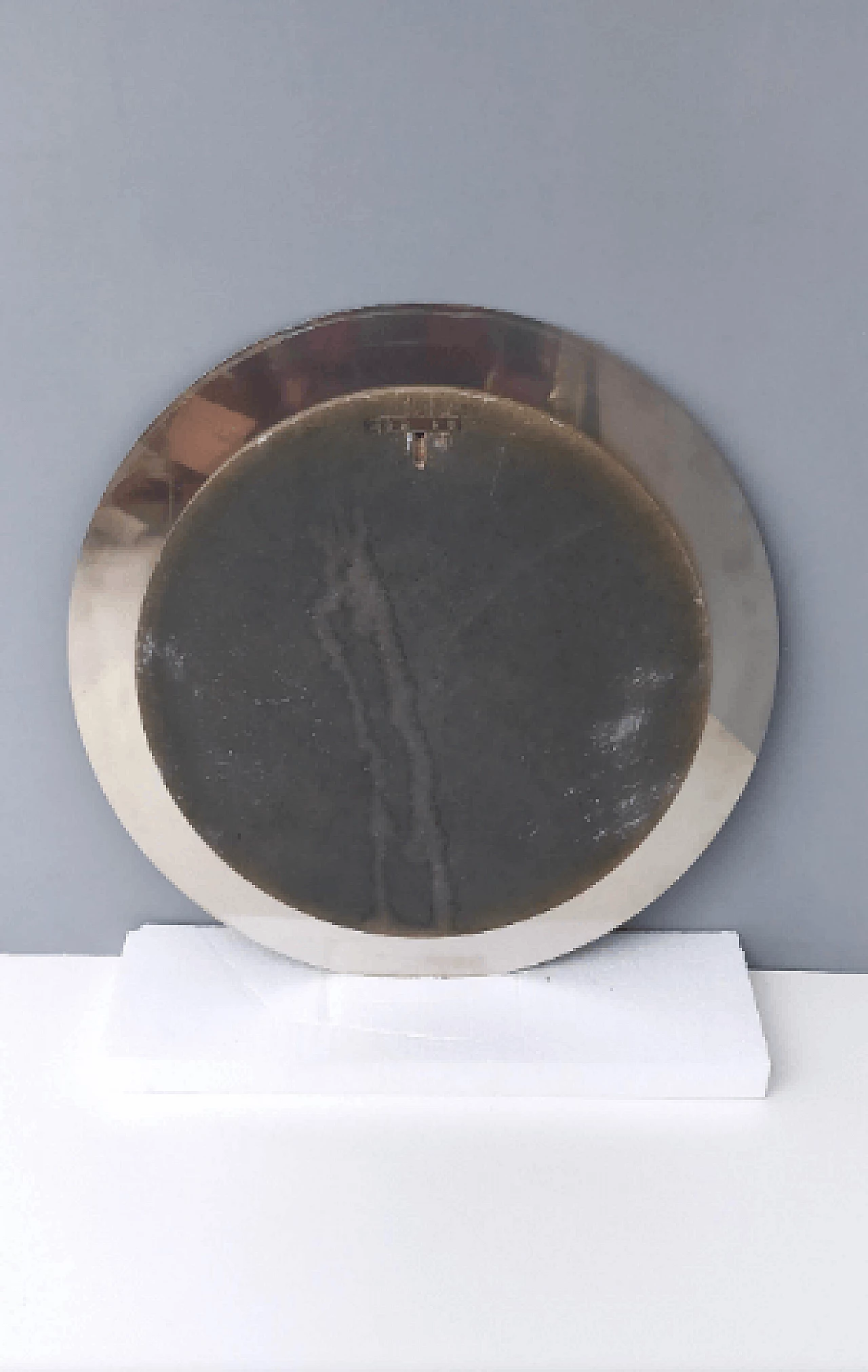 Round mirror with mirror polished steel frame, 1970s 9