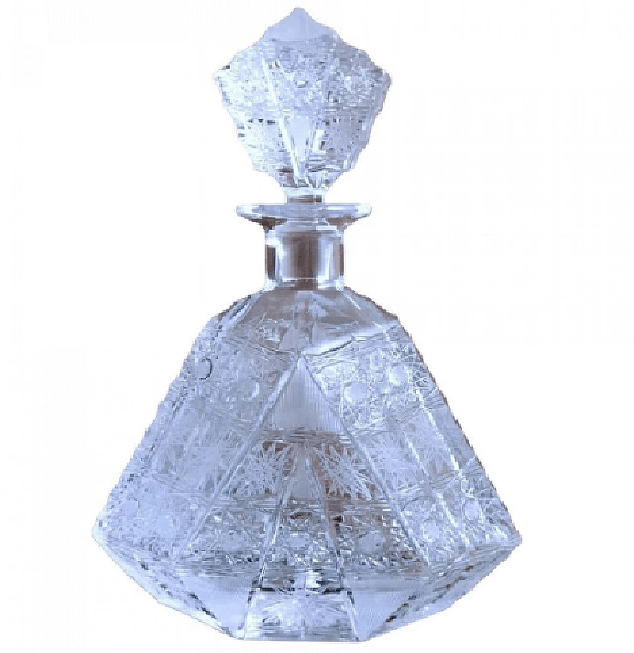 Biedermeier style cut crystal liquor bottle, 1920s 1