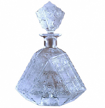 Biedermeier style cut crystal liquor bottle, 1920s