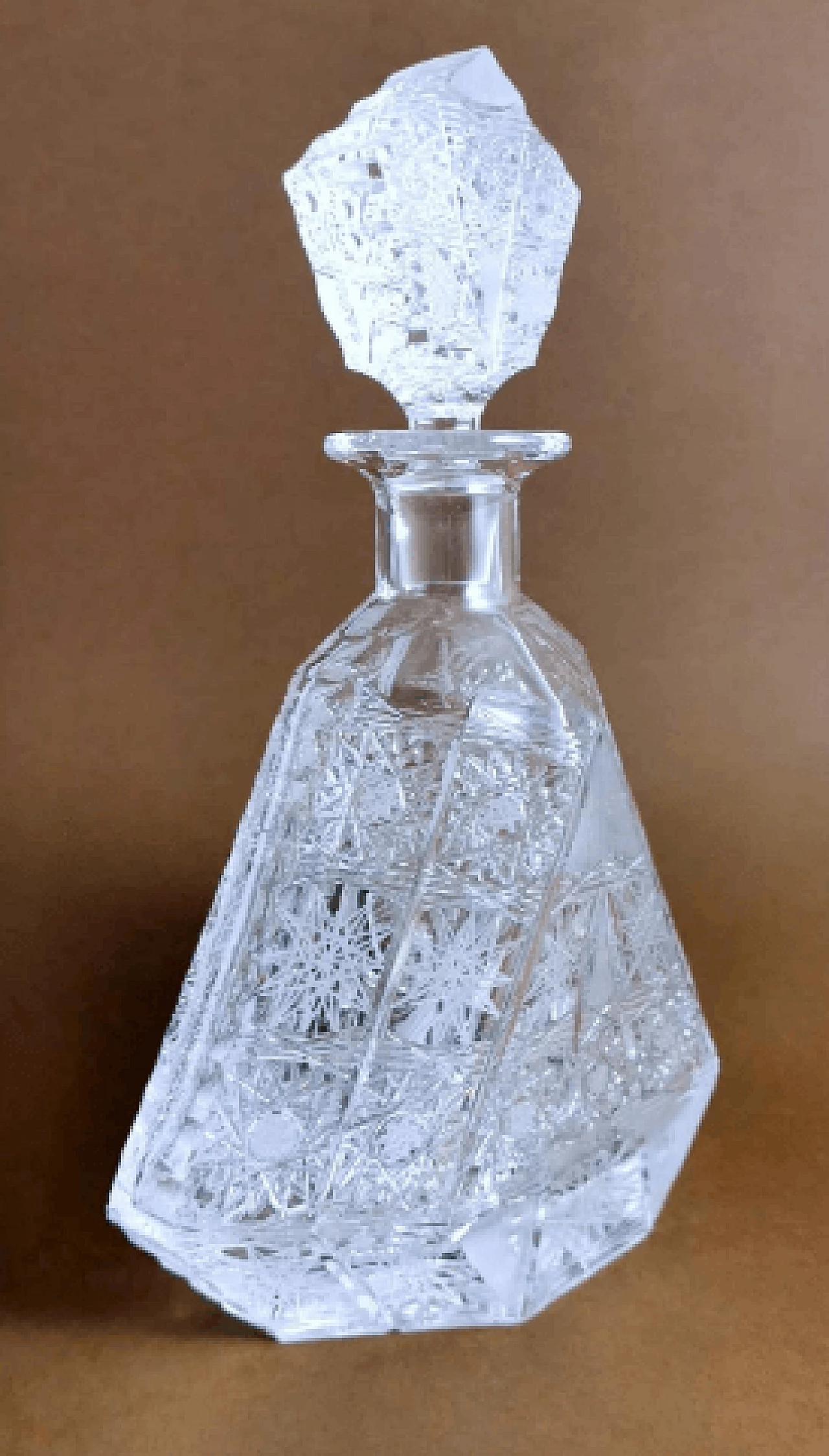 Biedermeier style cut crystal liquor bottle, 1920s 4