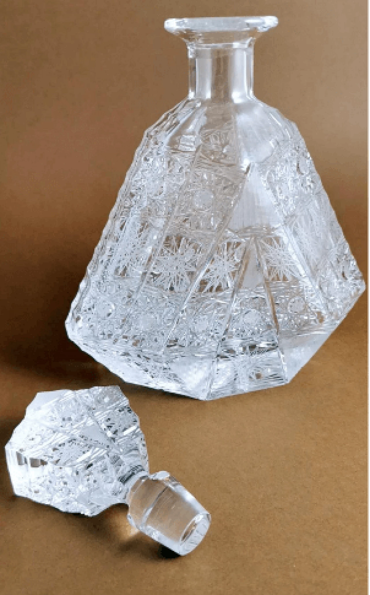 Biedermeier style cut crystal liquor bottle, 1920s 6