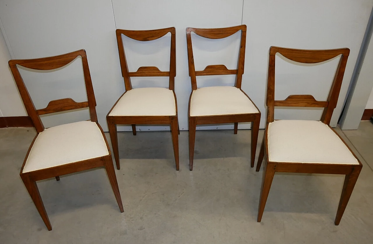 4 Solid oak chairs with fabric seat, mid-19th century 2