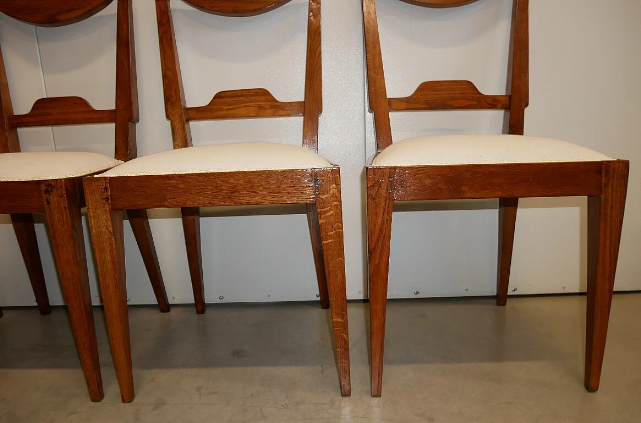 4 Solid oak chairs with fabric seat, mid-19th century 4