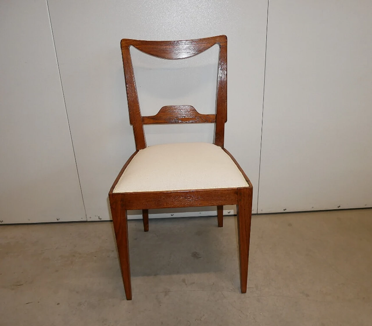 4 Solid oak chairs with fabric seat, mid-19th century 6