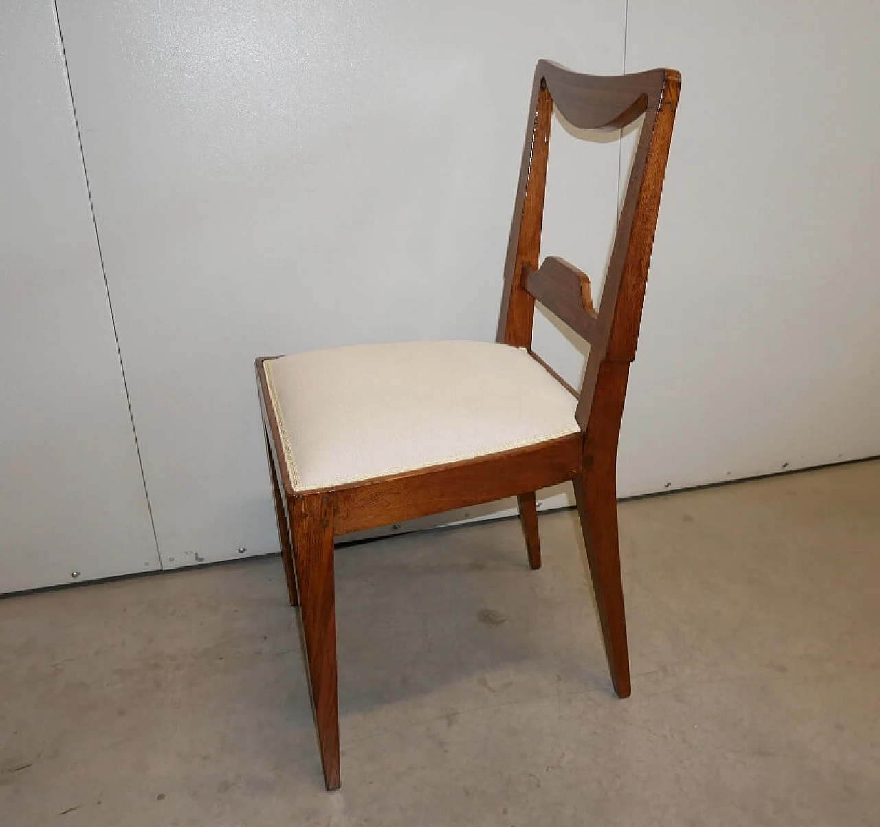 4 Solid oak chairs with fabric seat, mid-19th century 8