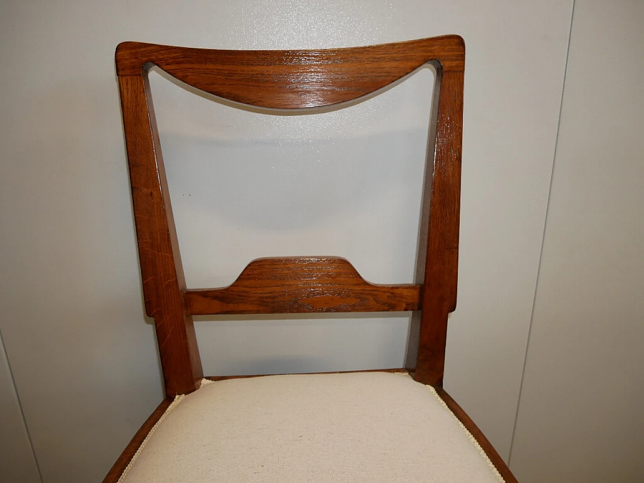 4 Solid oak chairs with fabric seat, mid-19th century 9