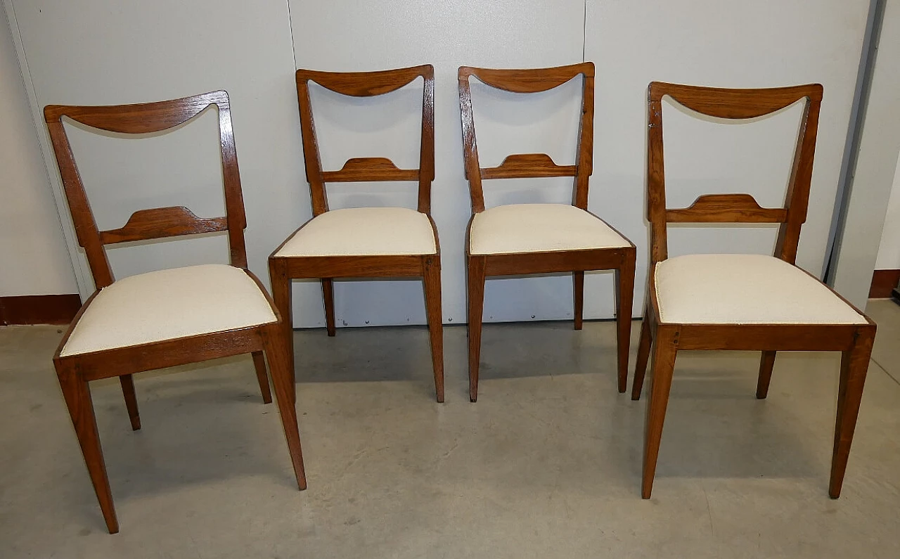 4 Solid oak chairs with fabric seat, mid-19th century 10