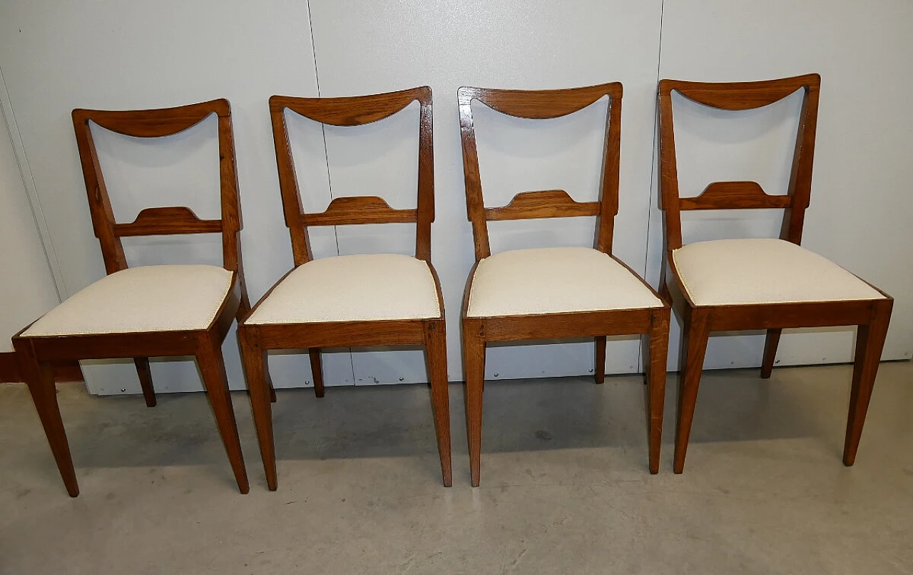 4 Solid oak chairs with fabric seat, mid-19th century 11