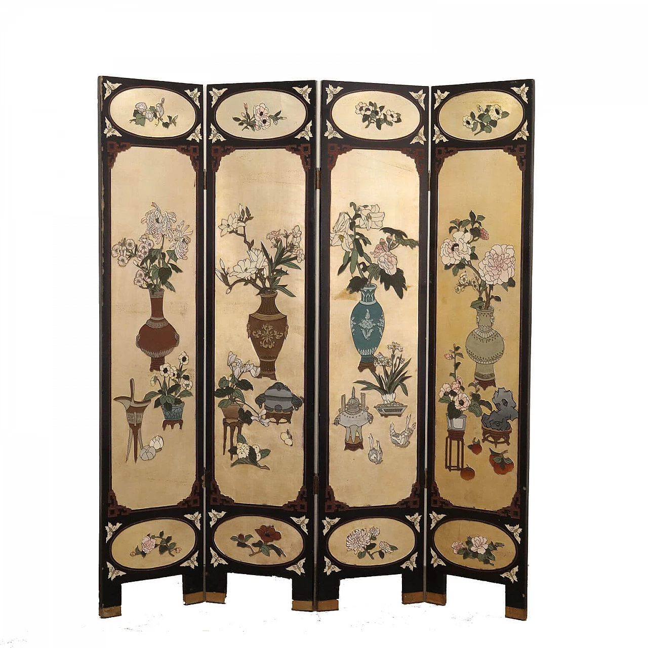 Chinese screen in lacquered wood, early 1900s 1