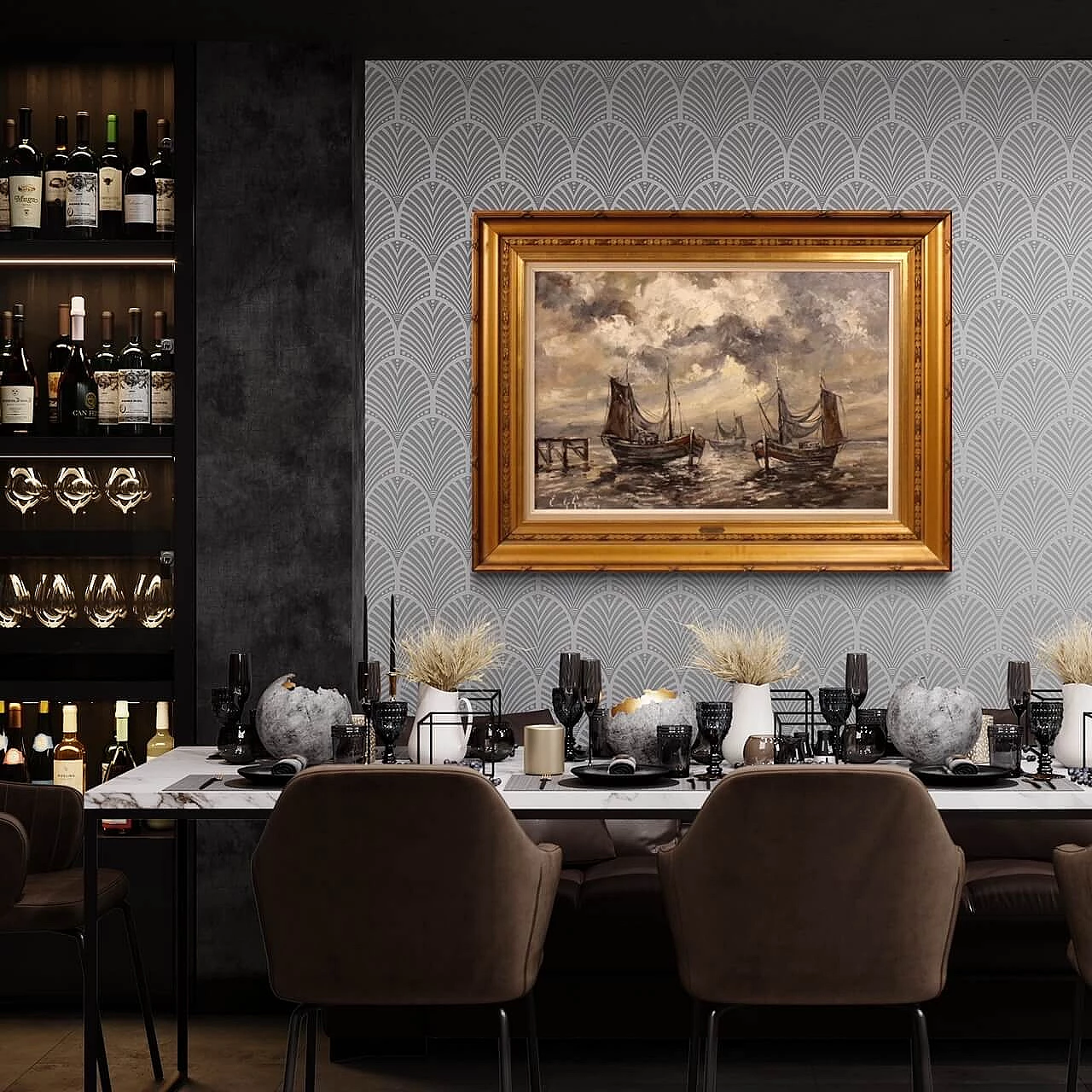 Emile Lammers, marine painting with boats, oil on canvas, 1960s 3