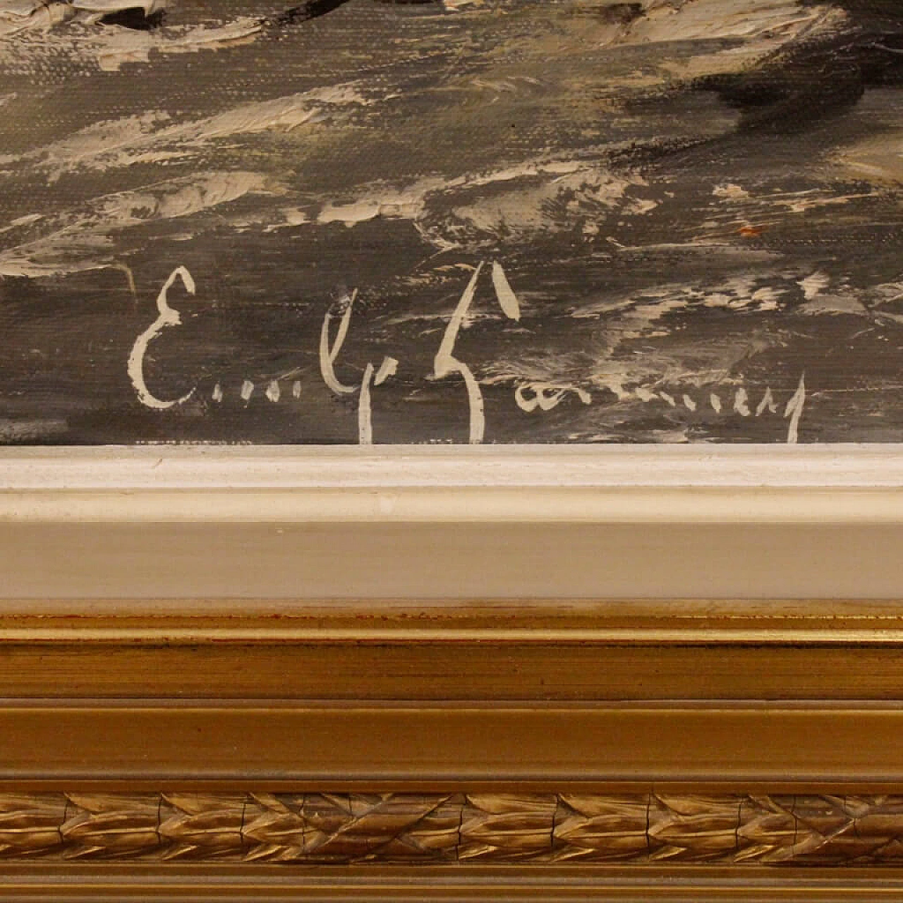 Emile Lammers, marine painting with boats, oil on canvas, 1960s 7