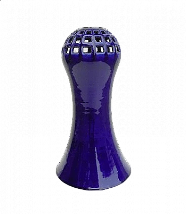Blue ceramic vase by Franco Bucci for Laboratorio Pesaro, 1960s