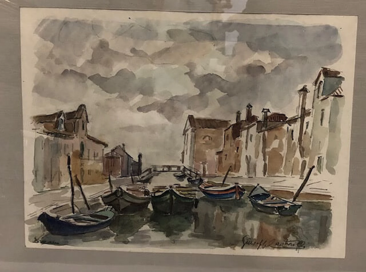 G. Castrovilli, Boats at Burano, watercolour 3