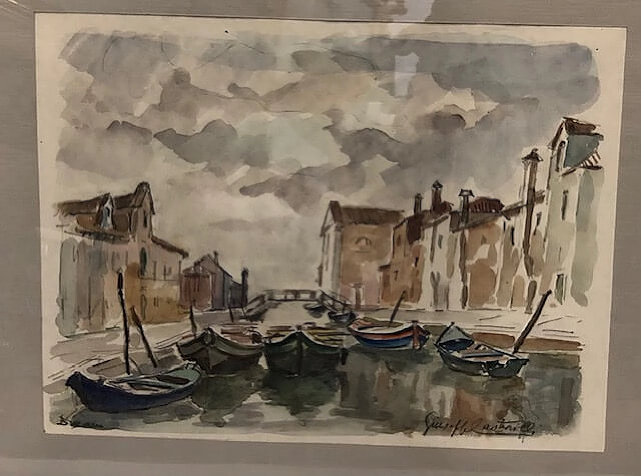 G. Castrovilli, Barche a Burano, acquarello 3
