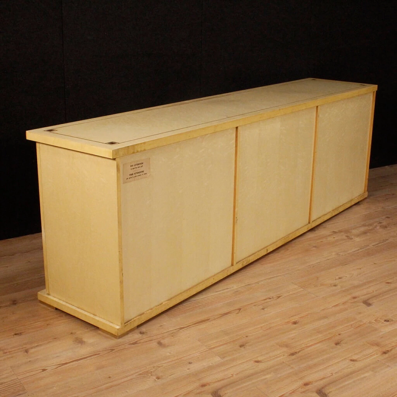 Exotic wood sideboard with brass decorations, 1960s 6