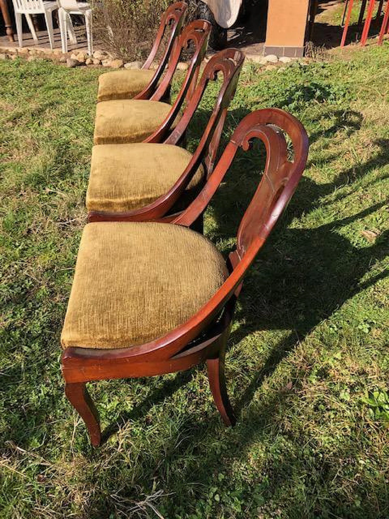 4 Wooden gondola chairs, early 19th century 5