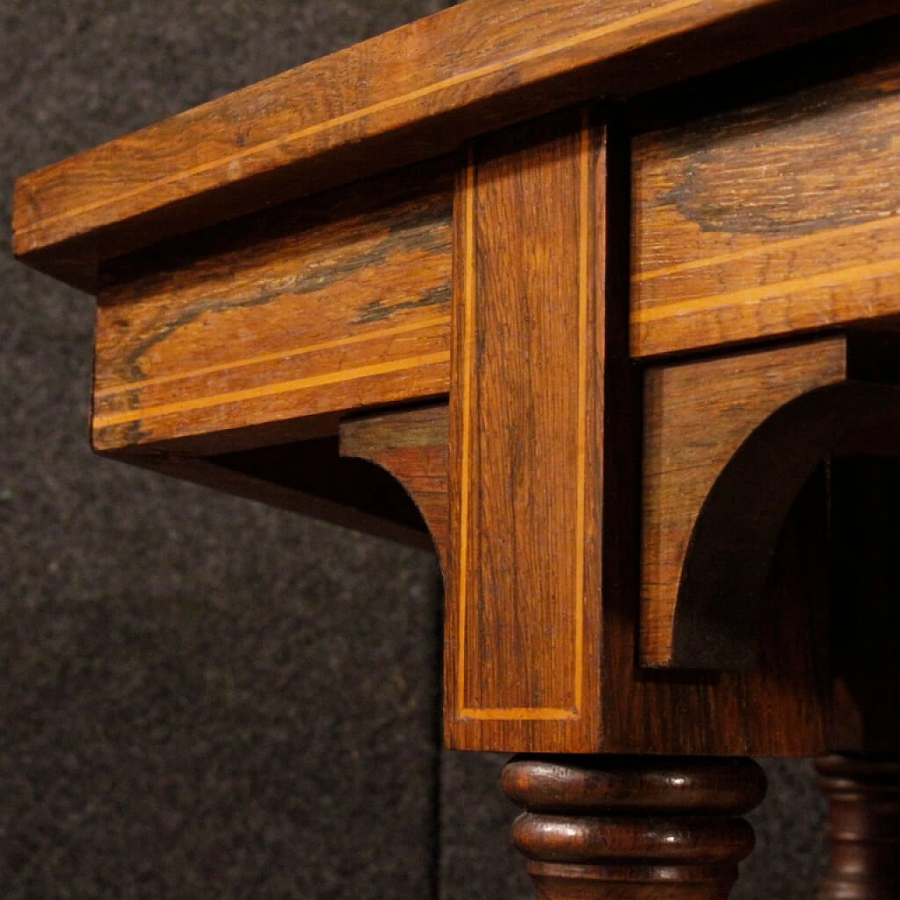 Octagonal inlaid wooden coffee table with castors, 1930s 7