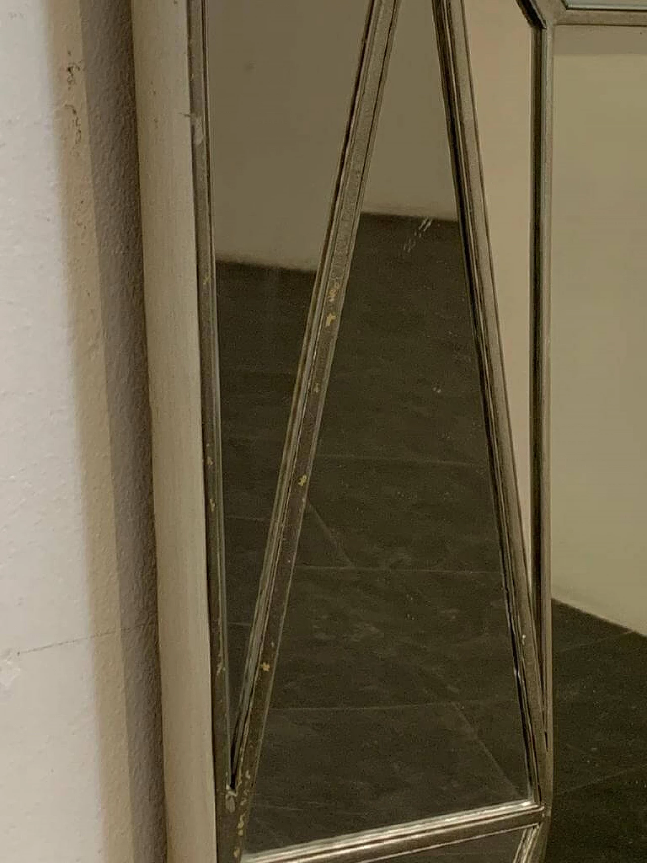 Specchiera in legno argentato di gusto cubista nello stile di Serge Roche, anni '70 9