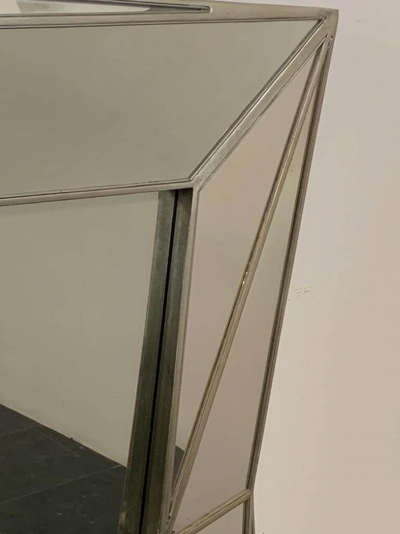 Specchiera in legno argentato di gusto cubista nello stile di Serge Roche, anni '70 12