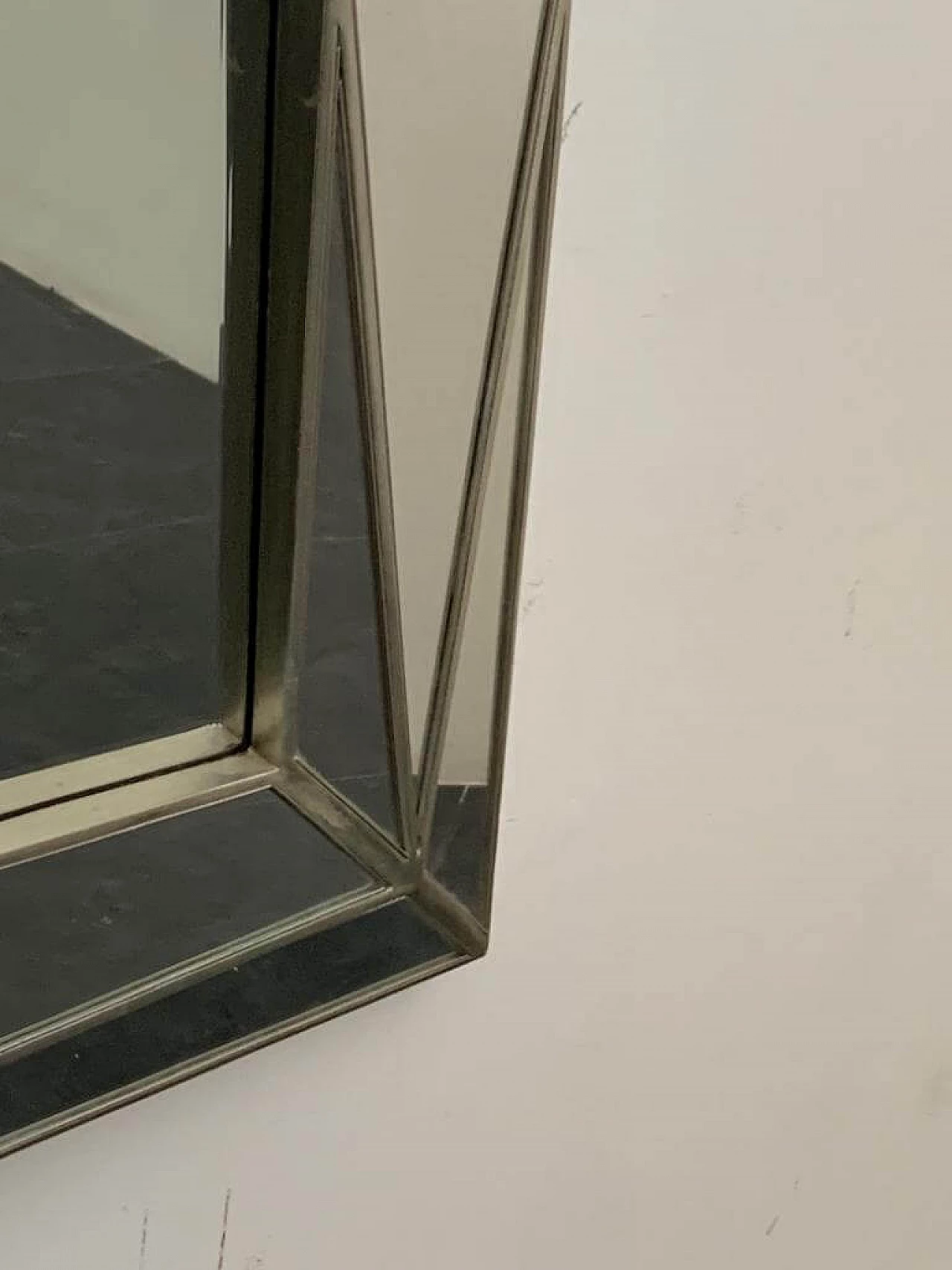 Specchiera in legno argentato di gusto cubista nello stile di Serge Roche, anni '70 13