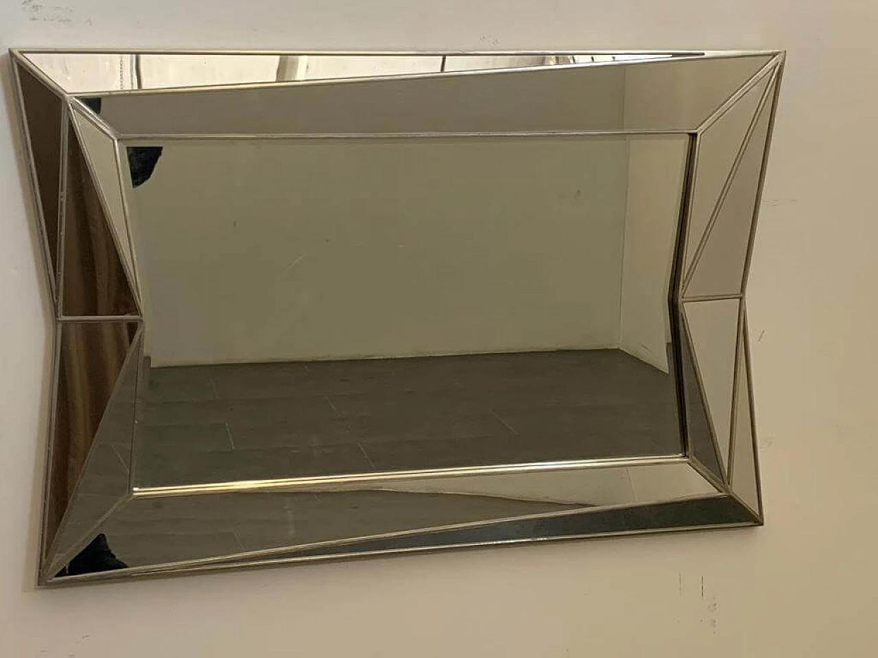 Specchiera in legno argentato di gusto cubista nello stile di Serge Roche, anni '70 15