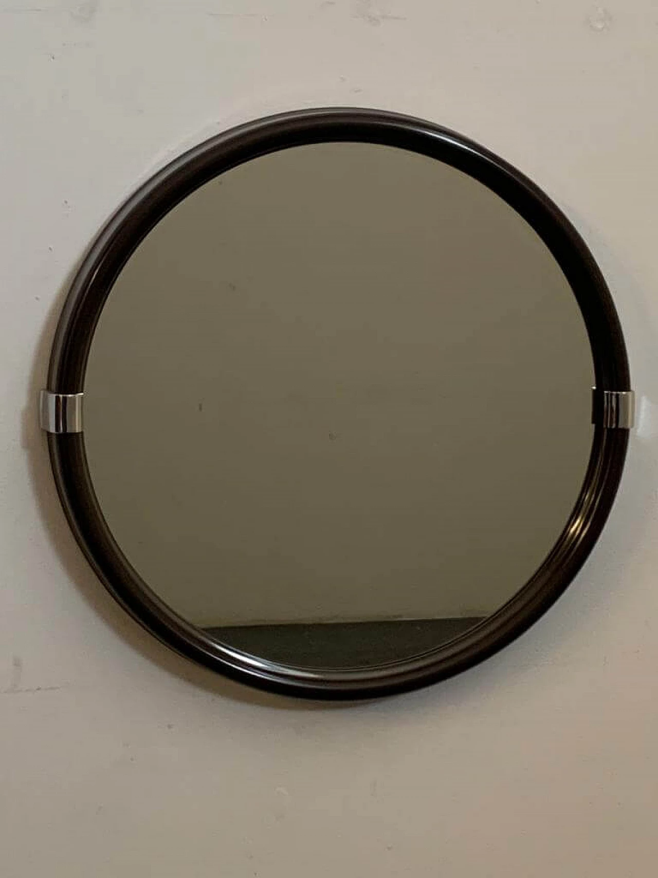 Specchio rotondo con cornice in plastica raccordata in acciaio per Carrara & Matta, anni '70 2