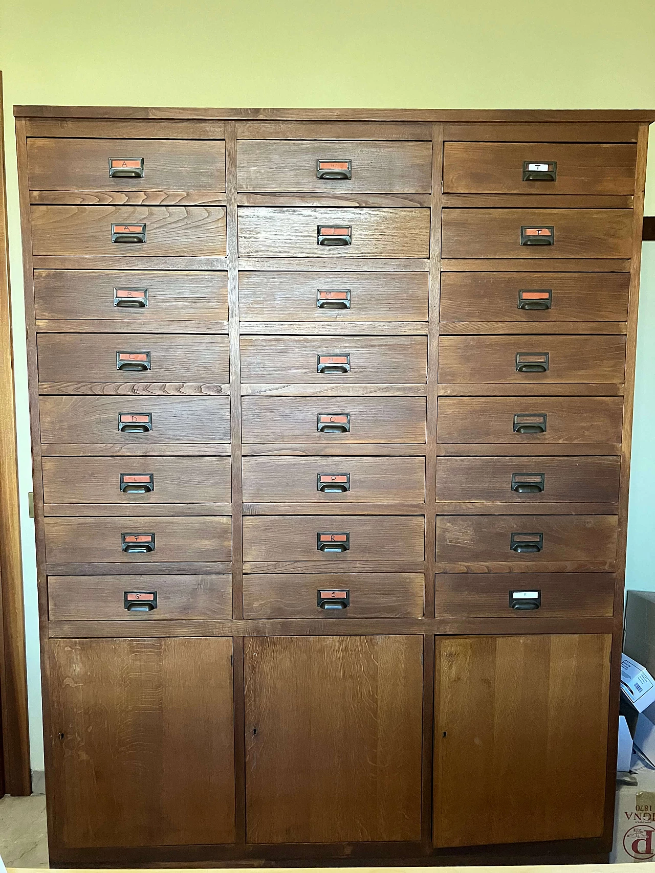 Wooden filing cabinet with twenty-four drawers, 1930s 1