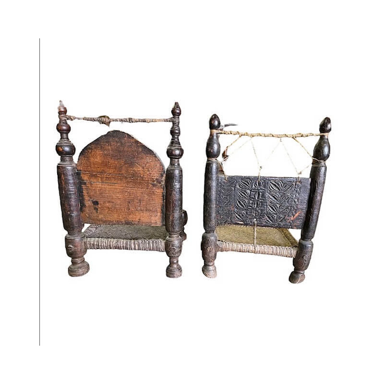 Pair of Nusitan cedar and leather armchairs, late 19th century 4