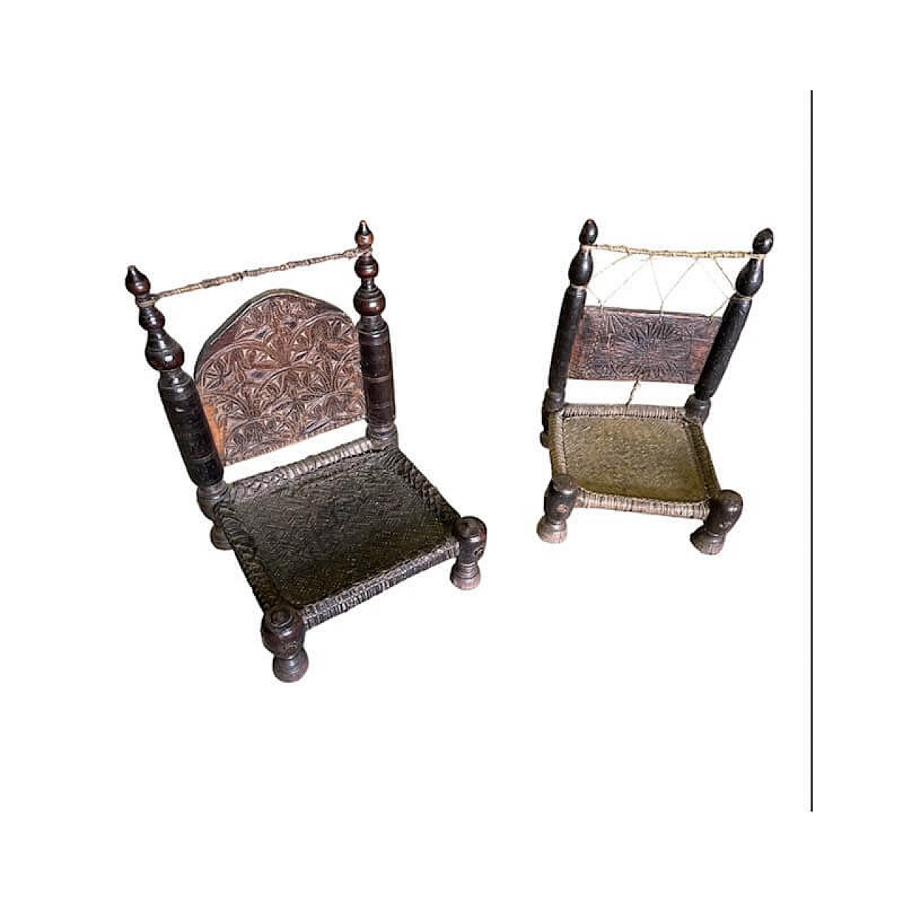 Pair of Nusitan cedar and leather armchairs, late 19th century 8