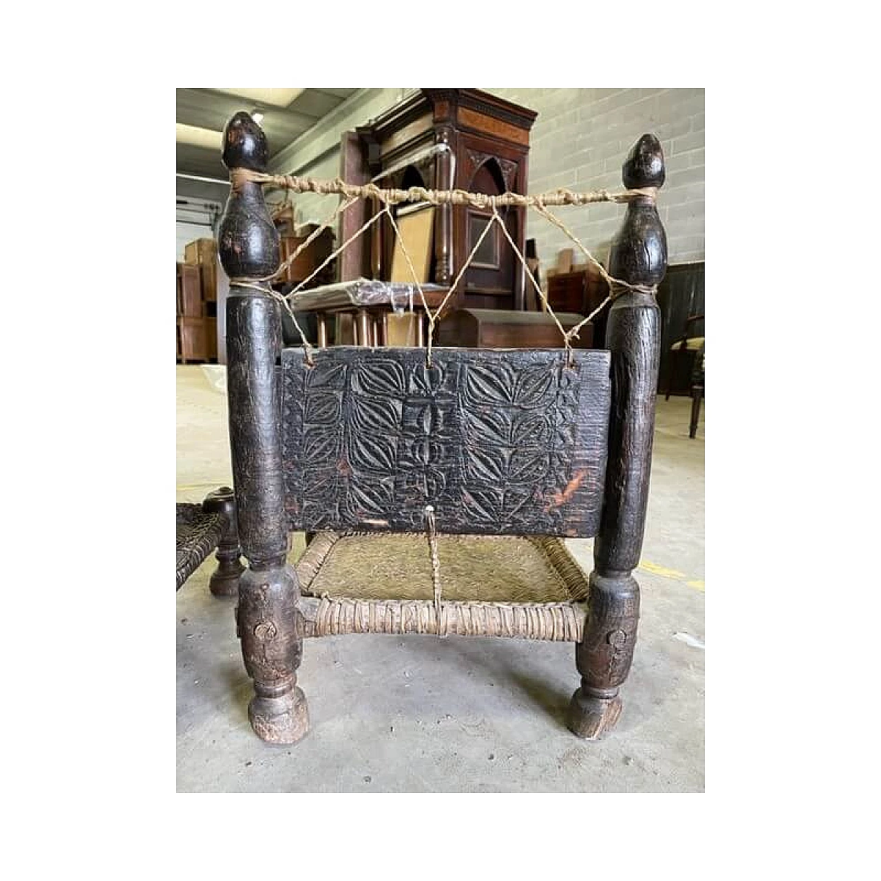 Pair of Nusitan cedar and leather armchairs, late 19th century 10