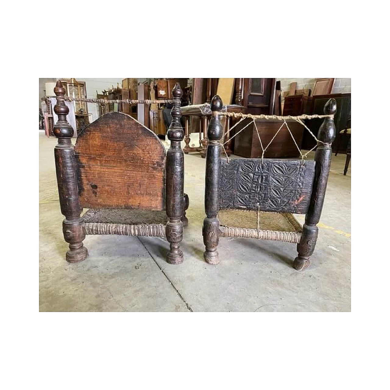 Pair of Nusitan cedar and leather armchairs, late 19th century 12