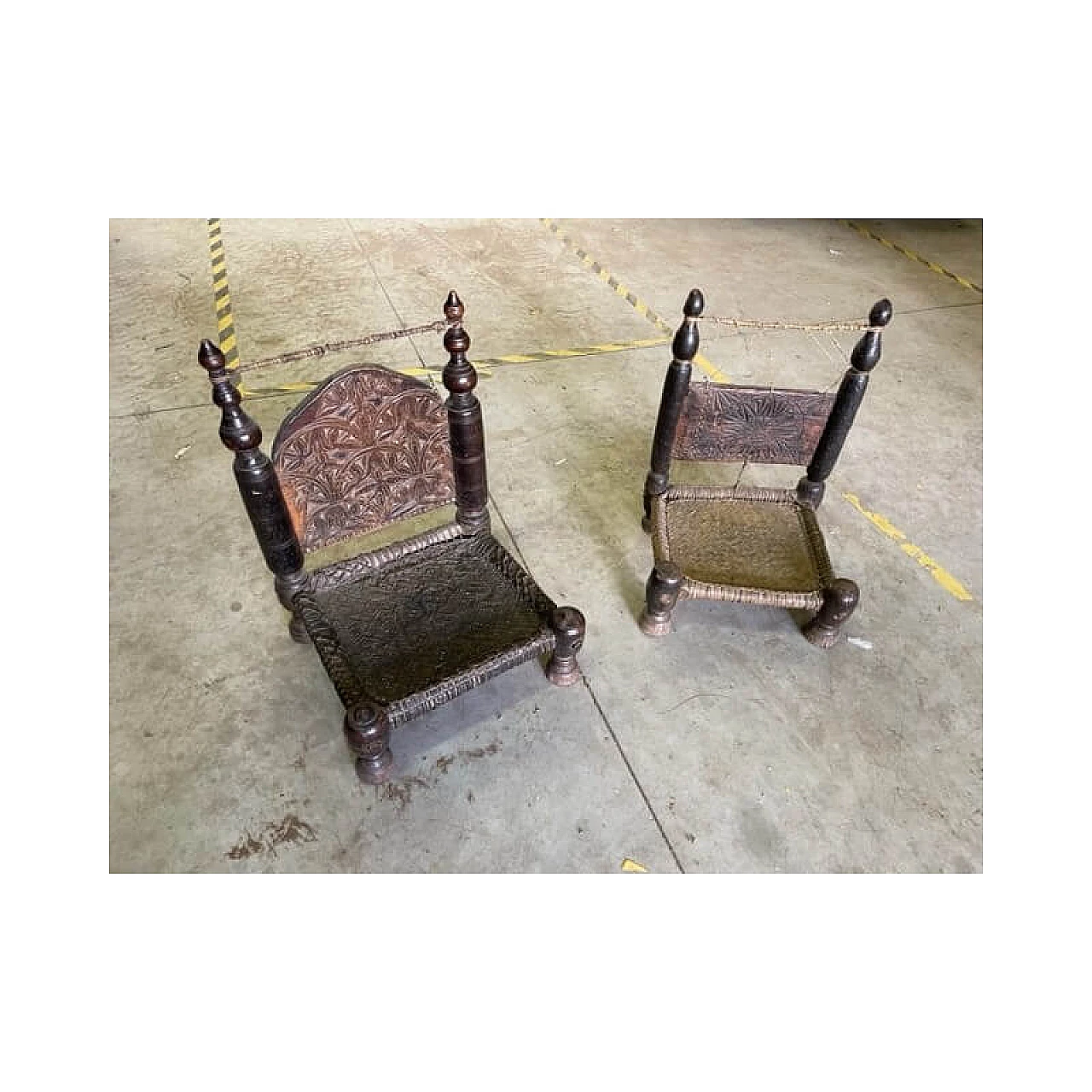 Pair of Nusitan cedar and leather armchairs, late 19th century 17