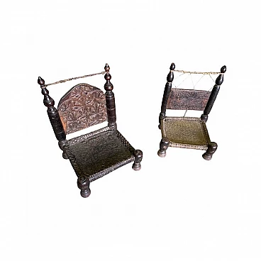Pair of Nusitan cedar and leather armchairs, late 19th century