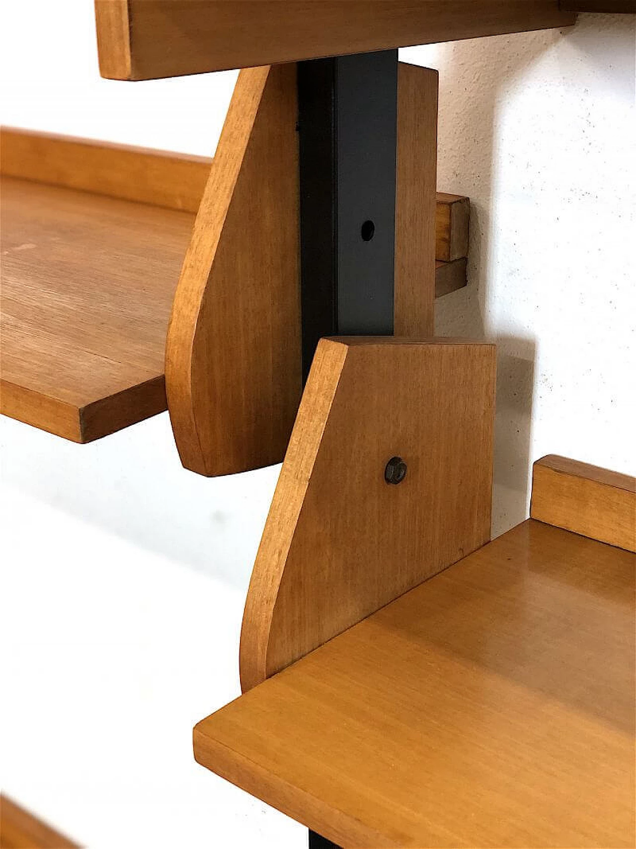 Modular three-bay metal and wood bookcase, 1960s 8