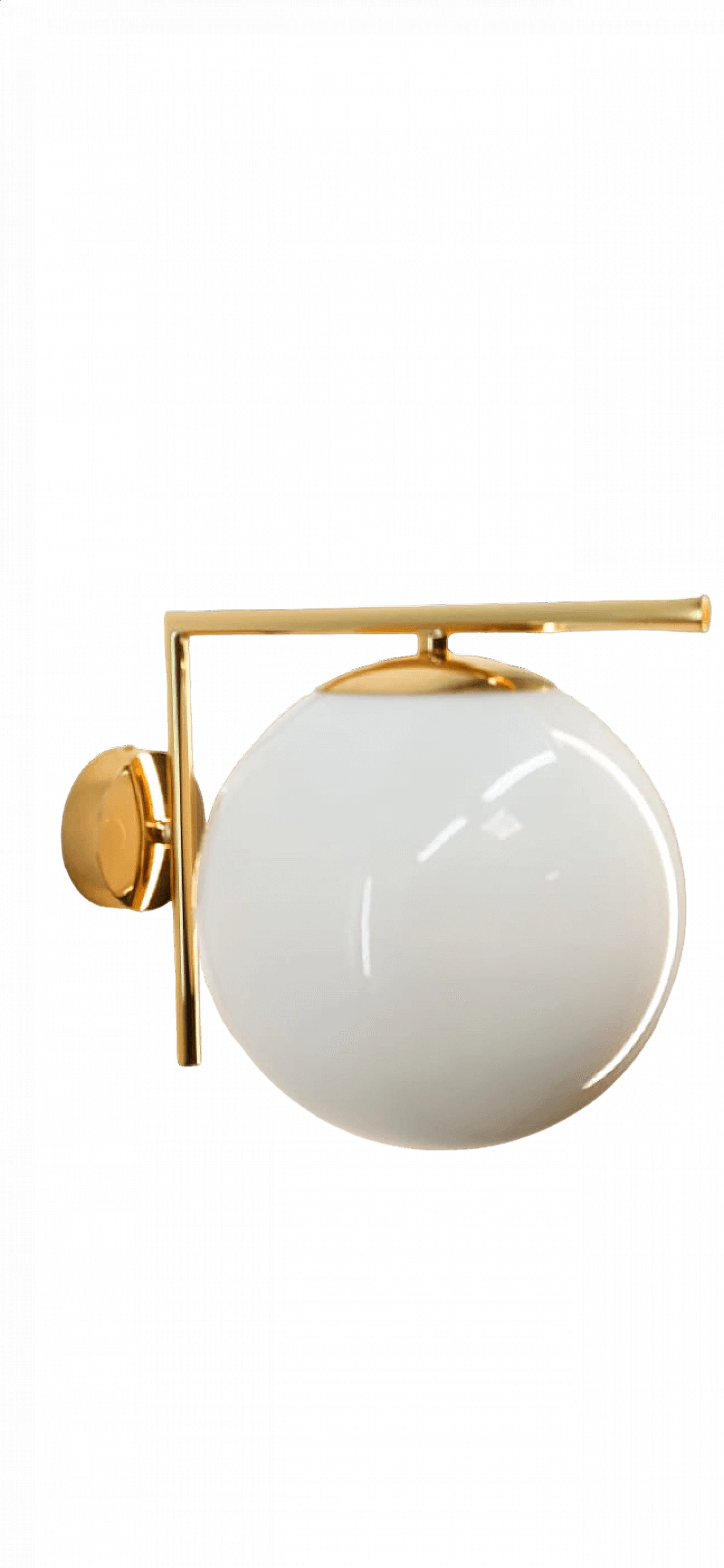 Brass wall light with spherical shiny glass lampshade, 1980s 9