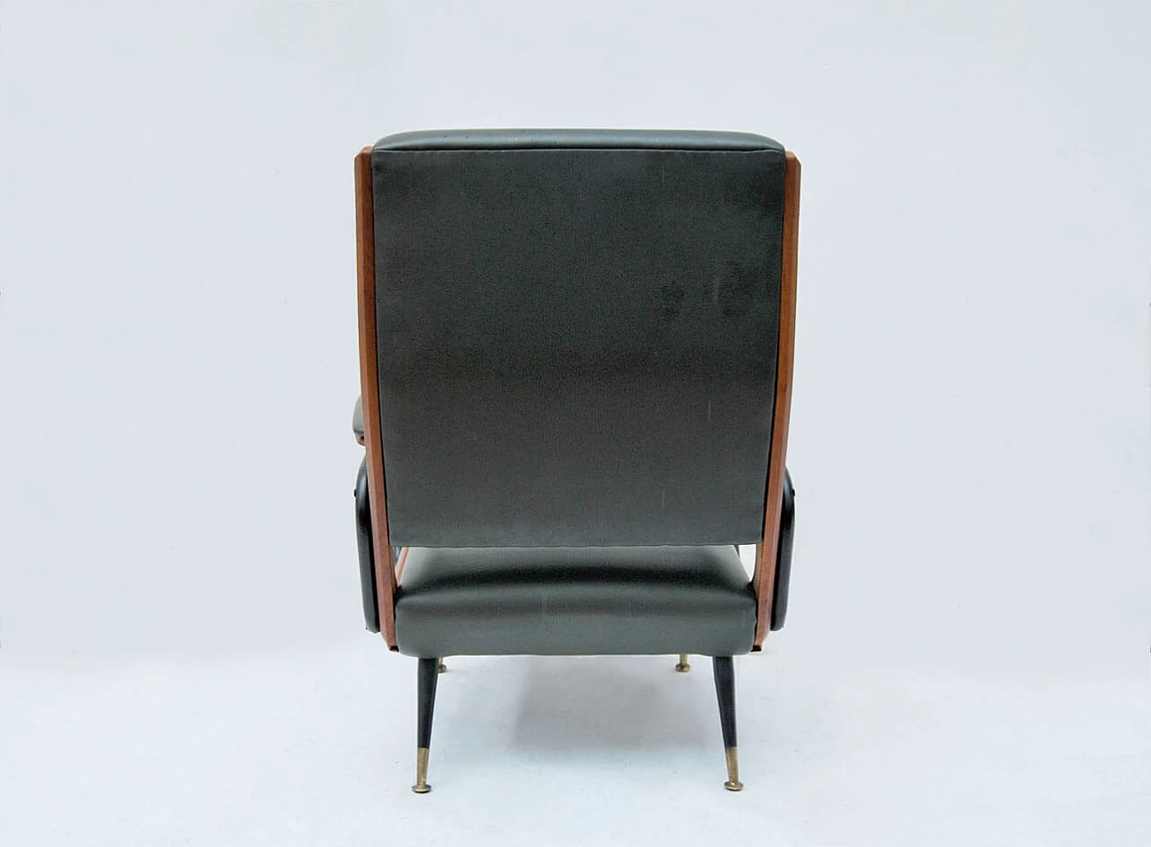 Armchair in tubular iron, wood and skai, 1950s 4