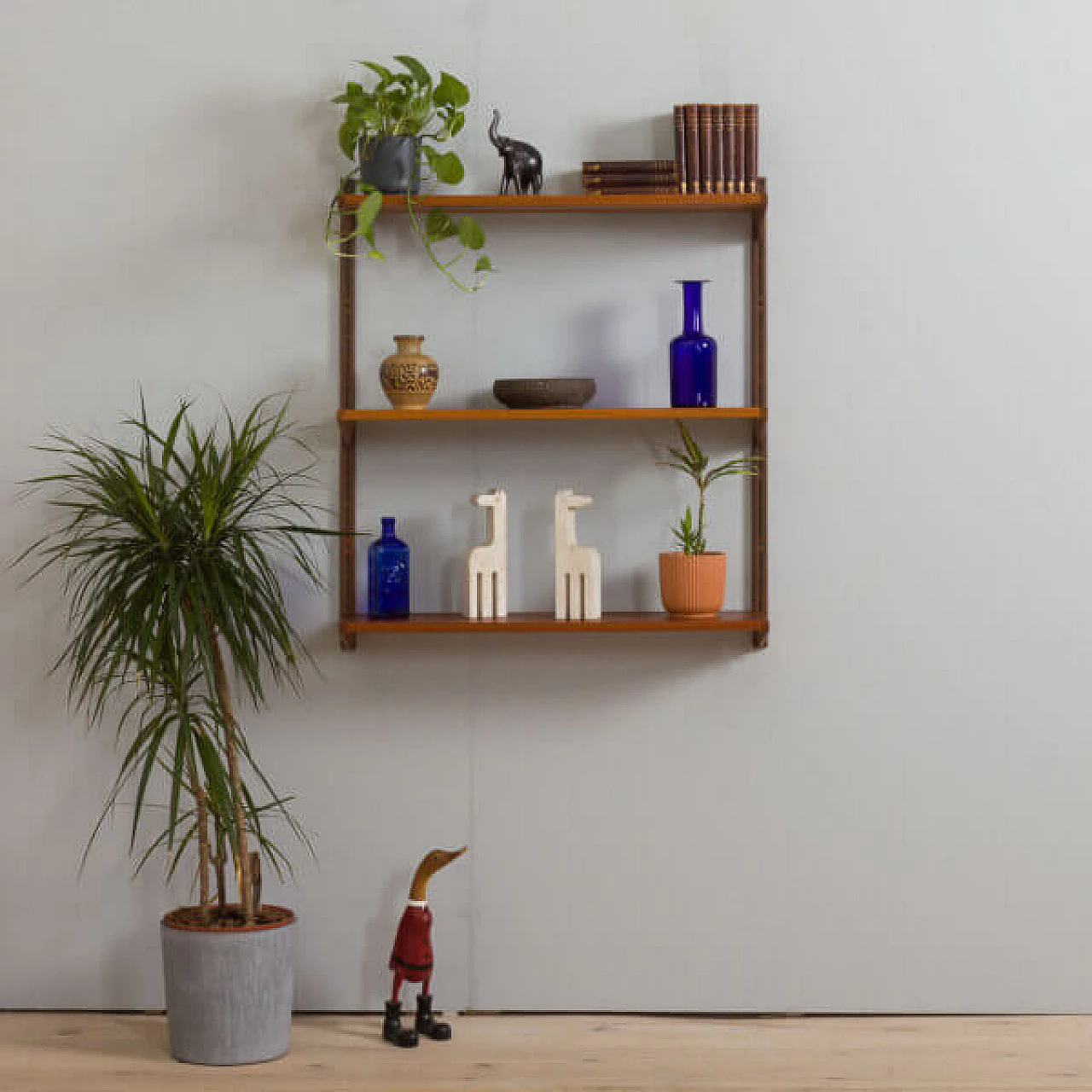 3 Hanging teak shelves by Kai Kristiansen for FM Møbler, 1960s 1